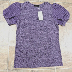 New Automet sz S Tunic knit Top or -T-shirt purple puff sleeves soft 2000